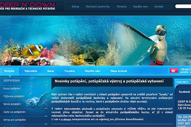 design webu pro eshop s potápěčským vybavením 
